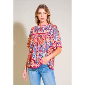 Flying Tomato Sparkly Energy Woven Boho Blouse Size Medium